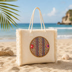 Embroidered Fringed Summer Tote Bag