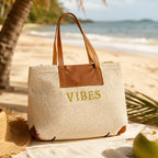 Vibes Woven Summer Tote Bag