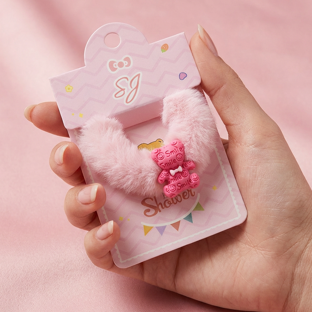 Furry teddy bear hair clip