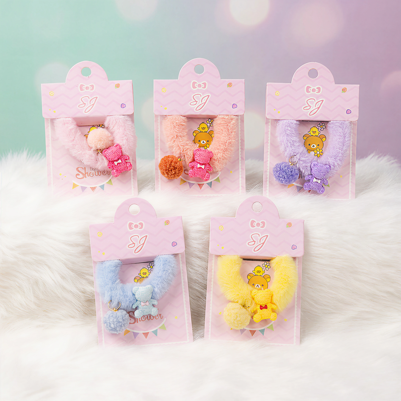Furry teddy bear hair clip