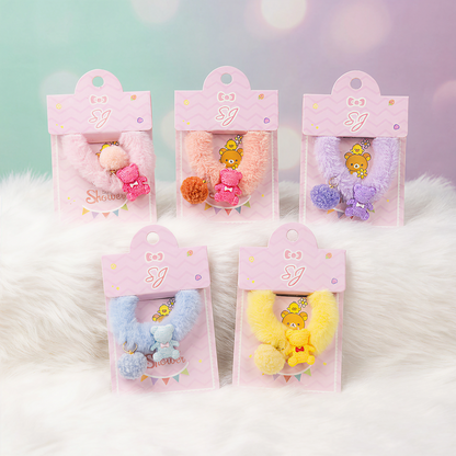 Furry teddy bear hair clip