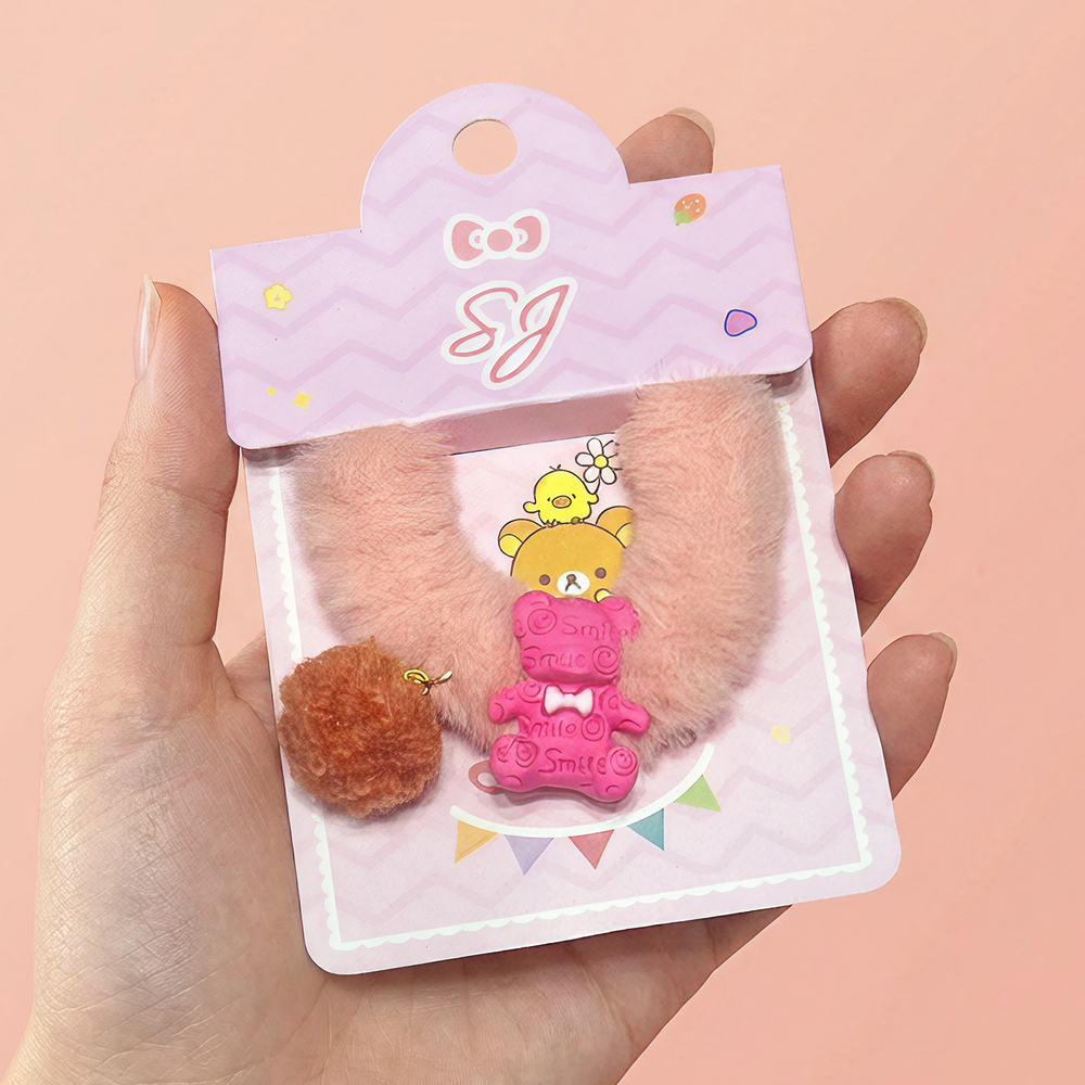 Furry teddy bear hair clip