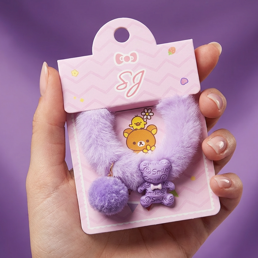 Furry teddy bear hair clip