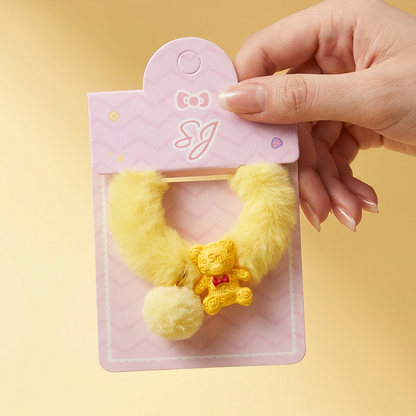 Furry teddy bear hair clip
