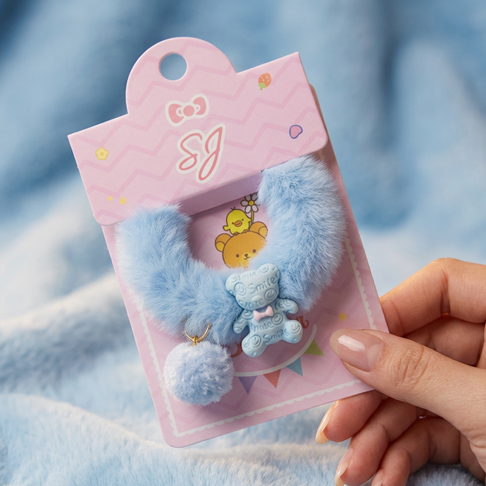 Furry teddy bear hair clip