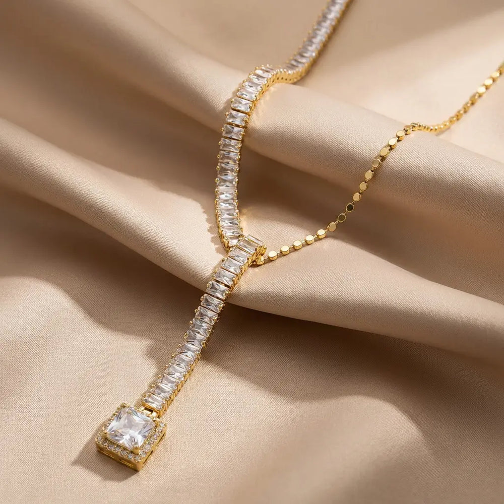 Royal Baguette Gold Plated Necklace
