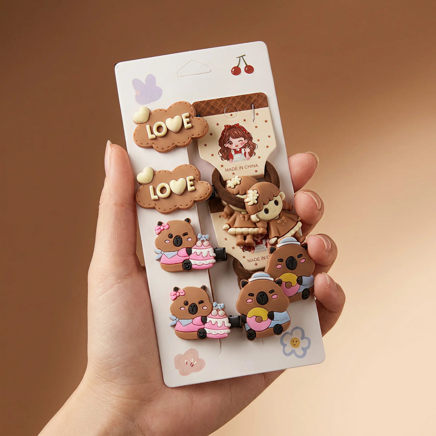 Teddy & Bunny Hair Tie Set (8 Hair Ties)