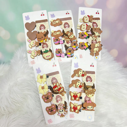 Teddy & Bunny Hair Tie Set (8 Hair Ties)