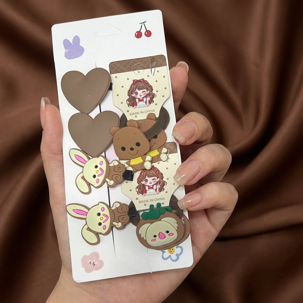 Teddy & Bunny Hair Tie Set (8 Hair Ties)