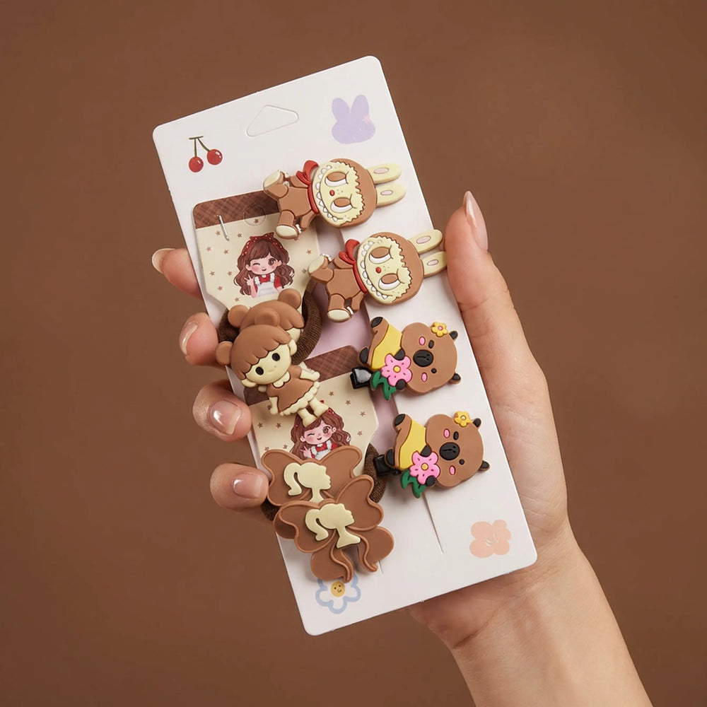 Teddy & Bunny Hair Tie Set (8 Hair Ties)