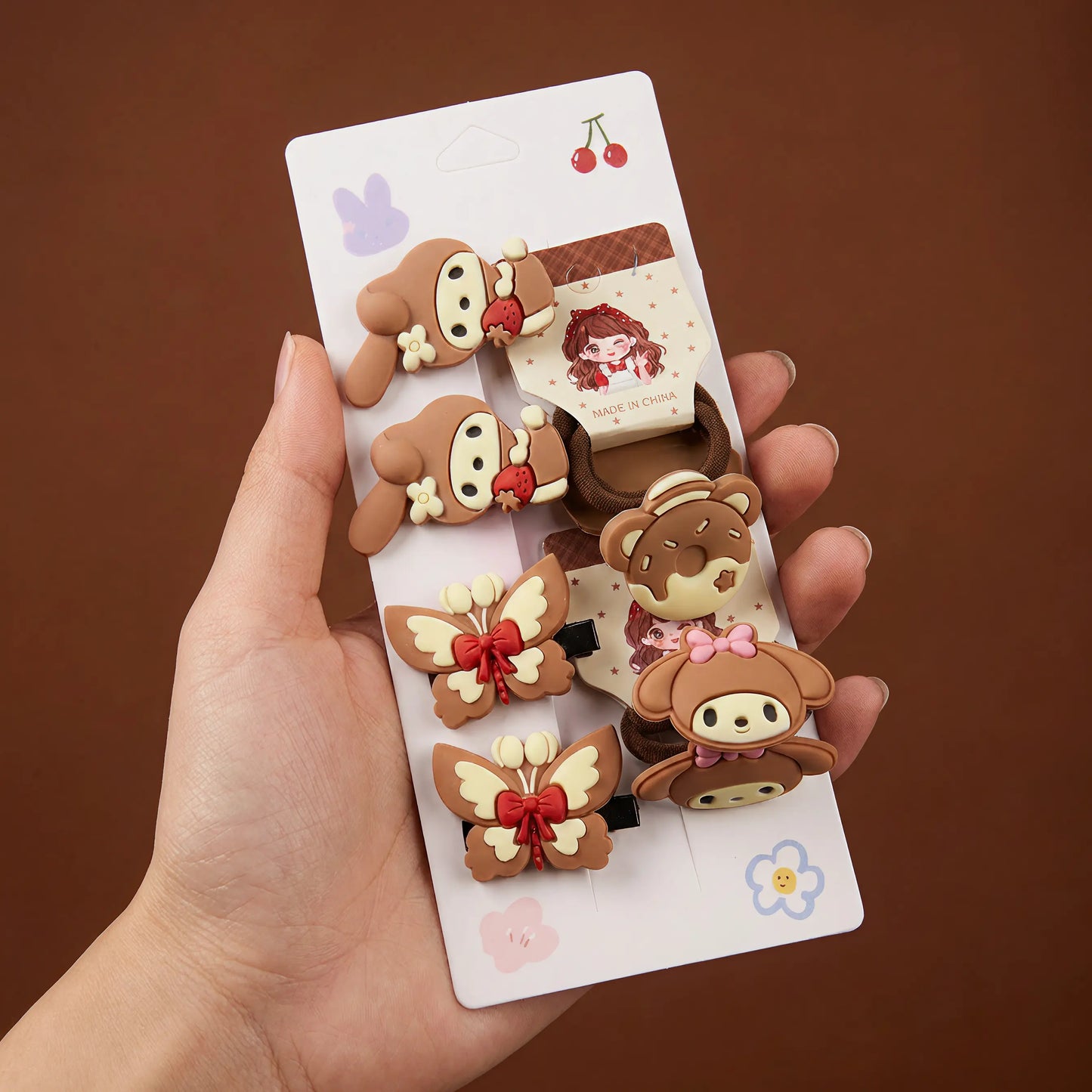 Teddy & Bunny Hair Tie Set (8 Hair Ties)
