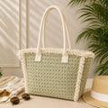 Fringed Woven Summer Tote Bag