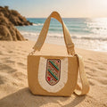Embroidered Boho Straw Crossbody Bag Lines