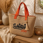 Summer Vibes Straw Tote Bag