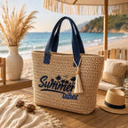 Summer Vibes Straw Tote Bag