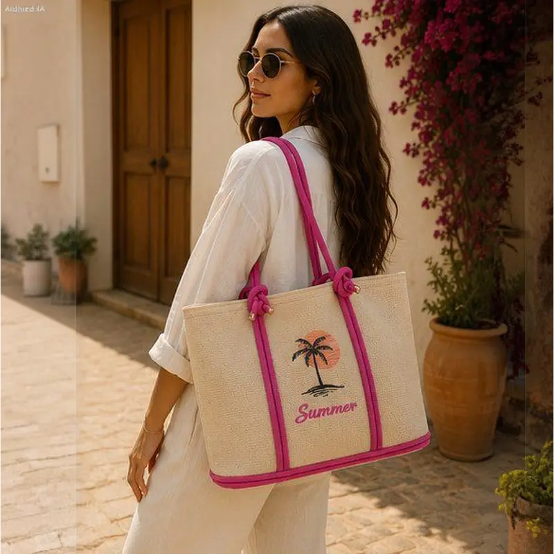 Summer Beach Woven Tote Bag
