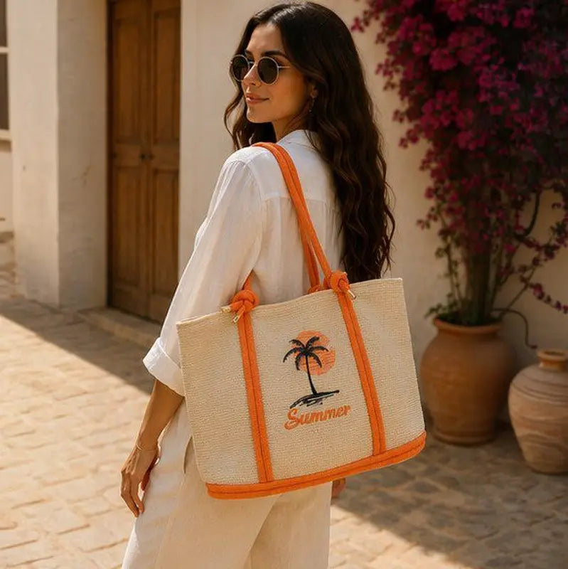 Summer Beach Woven Tote Bag
