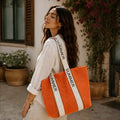 Striped Summer Canvas Tote Bag