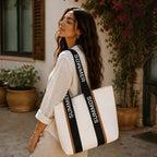 Striped Summer Canvas Tote Bag
