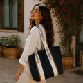 Striped Summer Canvas Tote Bag